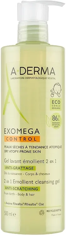 A-Derma Exomega Control Emollient Cleansing Gel 2in1 Omekšavajući gel za čišćenje