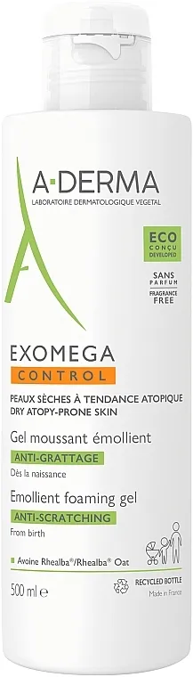 A-Derma Exomega Control Emollient Foaming Gel Anti-Scratching Omekšavajuća gel-pjena za tuširanje