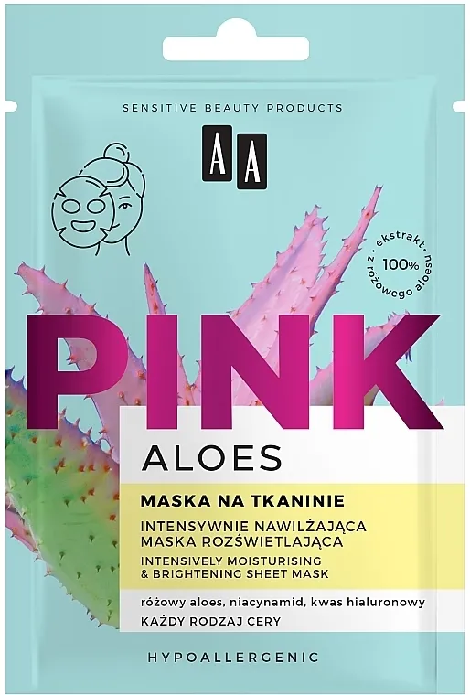AA Aloes Pink Intensively Moisturising &amp; Brightening Sheet Mask Set