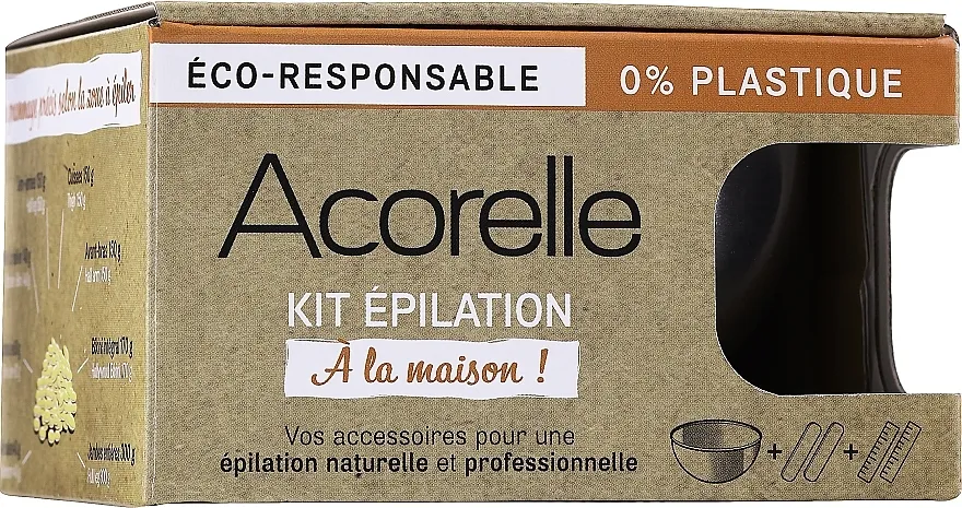 Acorelle Wachs (steel/bowl/1pc + wooden/spatula/2pcs + paper/strips/2pcs) Set
