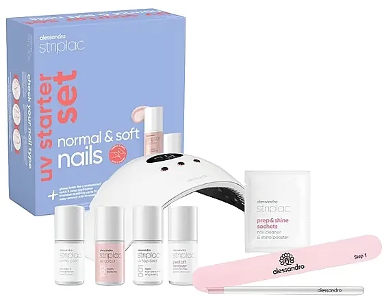 Alessandro International Striplac UV Starter Set Normal &amp; Soft Nails Set za manikir, 8 elemenata