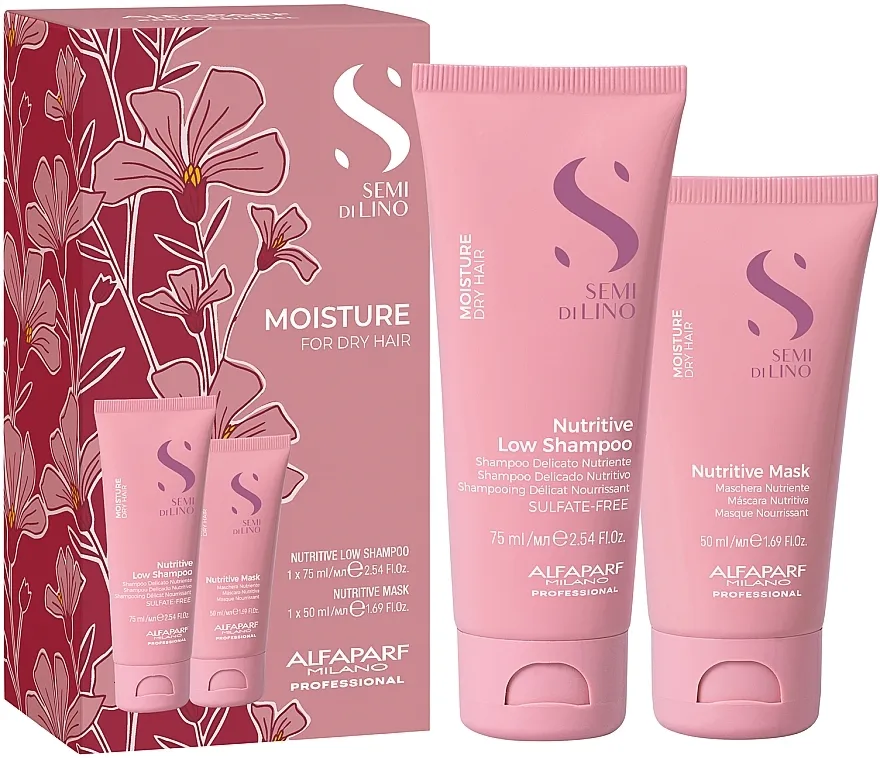 Alfaparf Semi Di Lino Moisture Minisize Duo (sh/75ml + mask/50ml) Nutritivni set za kosu