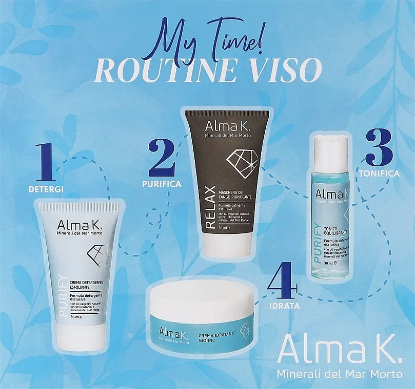 Alma K. My Time! Face Care Routine Kit (cr/30 ml + ton/30 ml + cr/15 ml + mask/30 ml) Set