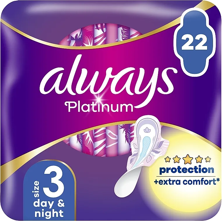 Always Platinum Protection +Extra Comfort Day&amp;Night Higijenski ulošci, veličina 3, 22 kom.