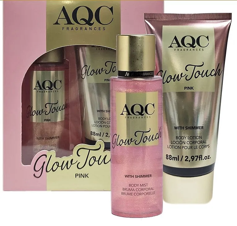 AQC Fragrances Glow Touch Shimmer Set (b/mist/88ml + b/lot/88ml) Set, roze