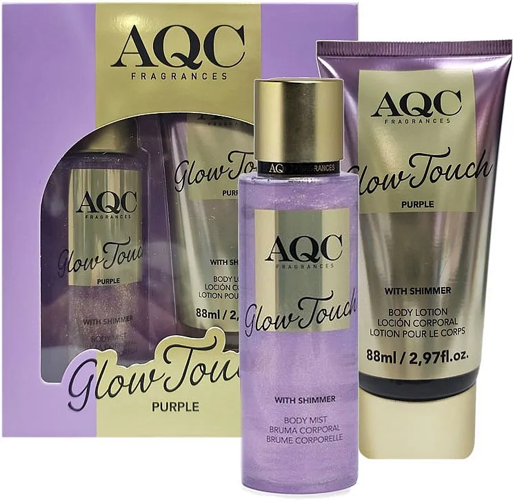 AQC Fragrances Glow Touch Shimmer Set (b/mist/88ml + b/lot/88ml) Set, ljubičasti