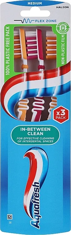Aquafresh In Between Clean Medium Set četkica za zube, narandžasta + grimizna + narandžasta