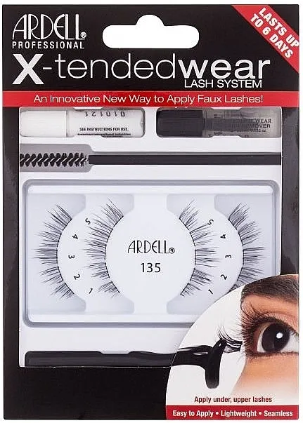 Ardell X-Tended Wear Lash System 135 (lashes/4pcs + clay/1ml + rem/1ml + appl/1pcs + brush/1pcs) Set