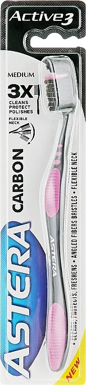 Astera Active 3x Cleans Protect Polisher Medium Četkica za zube Carbon, crno-crvena