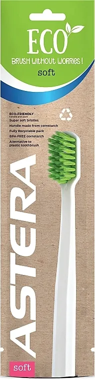 Astera ECO Toothbrush Super Soft Bristles Četkica za zube ECO, meka, bela + zelena vlakna