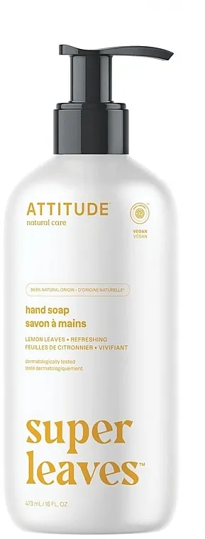 Attitude Super Leaves Natural Lemon Leaves Hand Soap Tečni sapun za ruke "Listovi limuna"