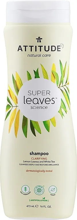 Attitude Super Leaves Shampoo Clarifying Lemon Leaves And White Tea Šampon za posvjetljivanje