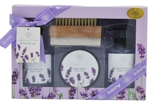 Aurora Lavender Fields (sh/gel/150ml + soap/150ml + scr/50ml + b/brush/1pc) Set