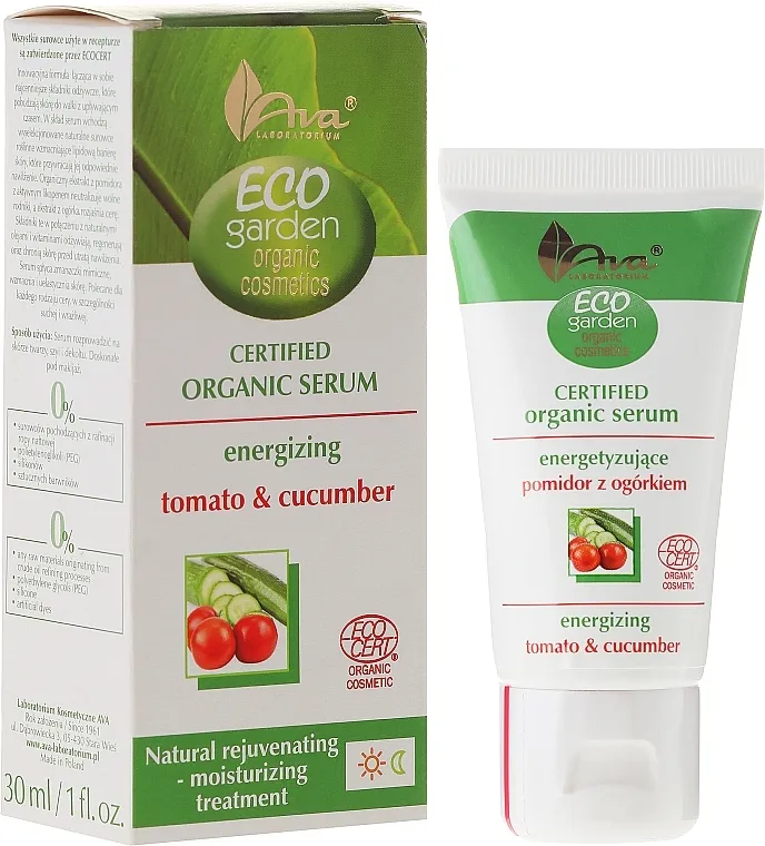 Ava Laboratorium Eco Garden Certified Organic Serum Tomato &amp; Cucumber Serum s ekstraktom rajčice i krastavca 35+