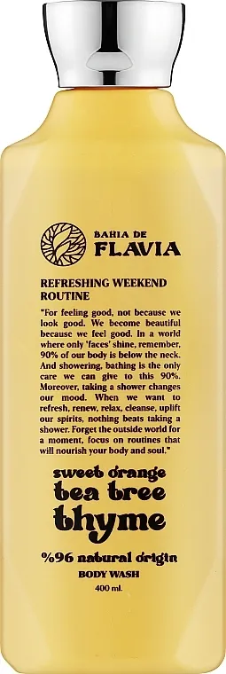 Bahia de Flavia Refreshing Weekend Routine Sweet Orange Tea Tree Thyme Shower Gel Osvežavajući gel za tuširanje