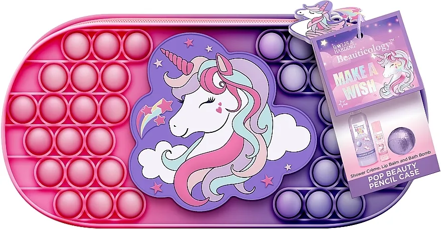 Baylis &amp; Harding Beauticology Cosmic Unicorn Pop Beauty Pencil Case Gift Set (sh/cr/60ml + b/bomb/45g + lip/balm/5g + case/1pc)