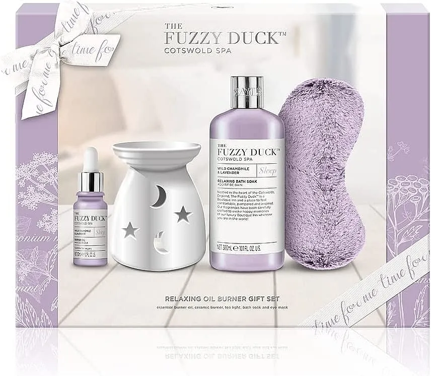Baylis &amp; Harding The Fuzzy Duck Cotswold Spa Sleep Gift Set (bath/soak/300ml + arom/oil/30ml + ceramic lamp + sleep mask + tea light)