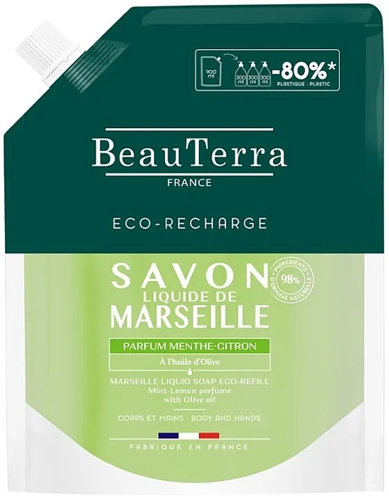 BeauTerra Savon Liquid De Marseille Refill Tečni sapun „Nana-limun“ (džepno pakovanje)