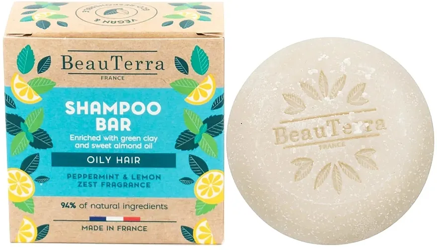 BeauTerra Solid Shampoo For Oily Hair Čvrsti šampon sa mentom i limonom