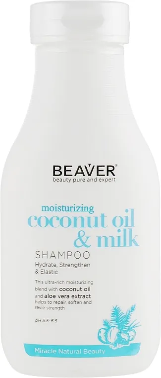 Beaver Professional Moisturizing Coconut Oil &amp; Milk Shampoo Šampon za zaglađivanje kose za suvu i neukrotivu kosu sa kokosovim uljem