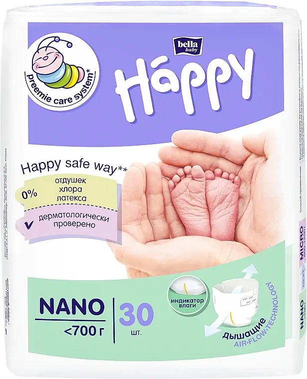 Bella Baby Dečije pelene "Happy" Nano (do 700 g, 30 kom)