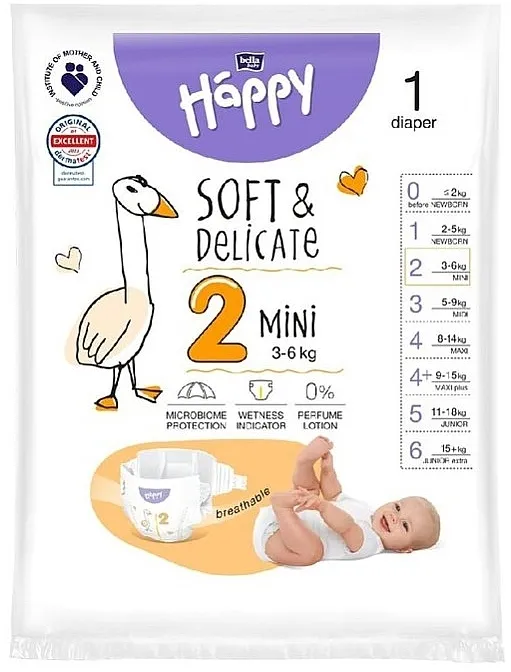 Bella Baby Happy Soft &amp; Delicate Dečije pelene 3-6 kg, veličina 2 Mini, 1 kom.