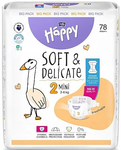 Bella Baby Happy Soft &amp; Delicate Dečije pelene 3-6 kg, veličina 2 Mini, 78 kom.