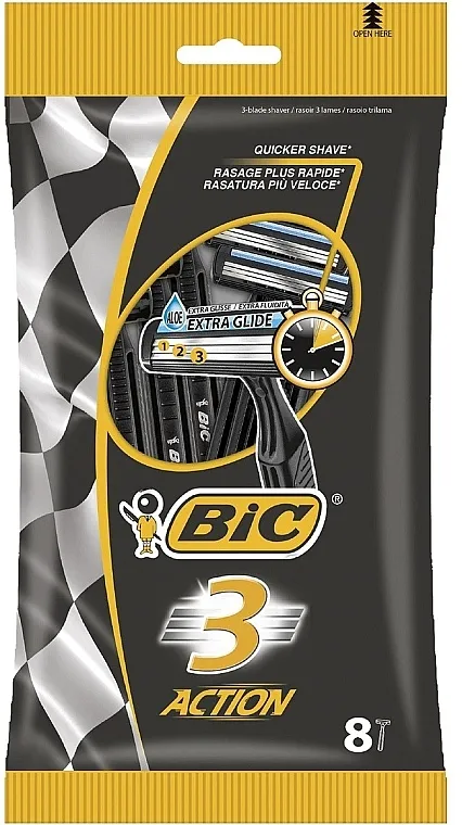 Bic 3 Action Muški aparat za brijanje, 8 kom