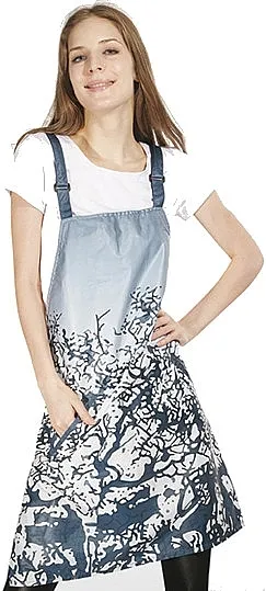 Bifull Professional Decorated Apron With Cherry Blue Frizerska kecelja, plava sa šarom