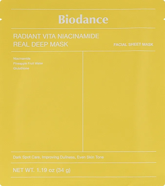 Biodance Radiant Vita Niacinamide Real Deep Mask Hidrogel maska sa niacinamidom