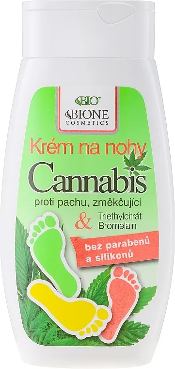 Bione Cosmetics Cannabis Foot Cream With Triethyl Citrate And Bromelain Krema za stopala