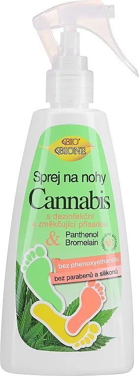 Bione Cosmetics Cannabis Foot Spray With Triethyl Citrate And Bromelain Sprej za stopala