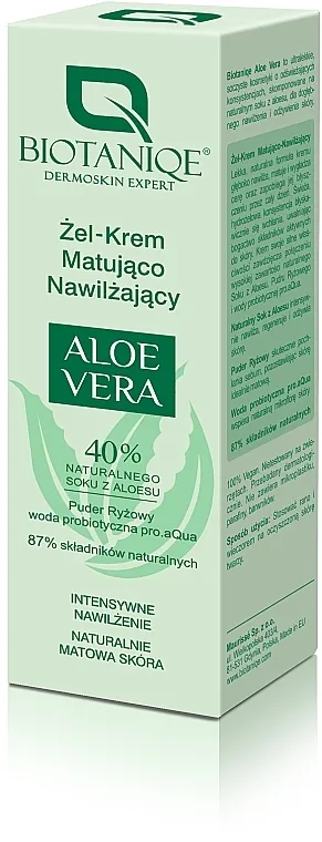 Biotaniqe Aloe Vera Hydrating Mattifying Gel Cream Matirajuća i hidratantna krema za lice s aloe verom