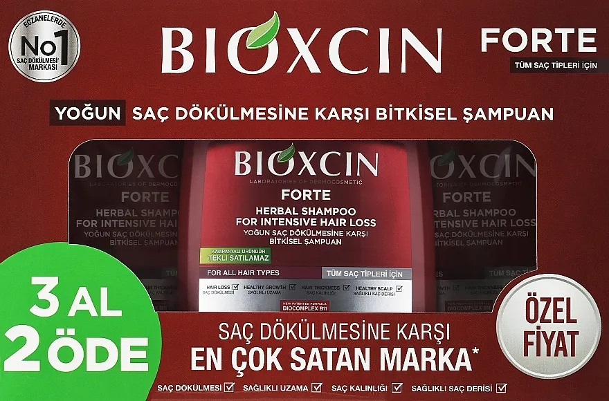 Bioxcin DermaGen Forte Herbal Shampoo For Intensive Hair Loss (shm/3x300ml) Set protiv intenzivnog opadanja kose