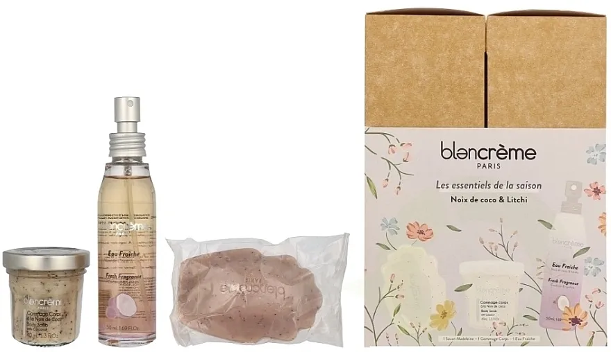 Blancreme Season Essentials Set (water/50ml + b/scrub/40ml + soap/70g) Set „Kokos i Liči”