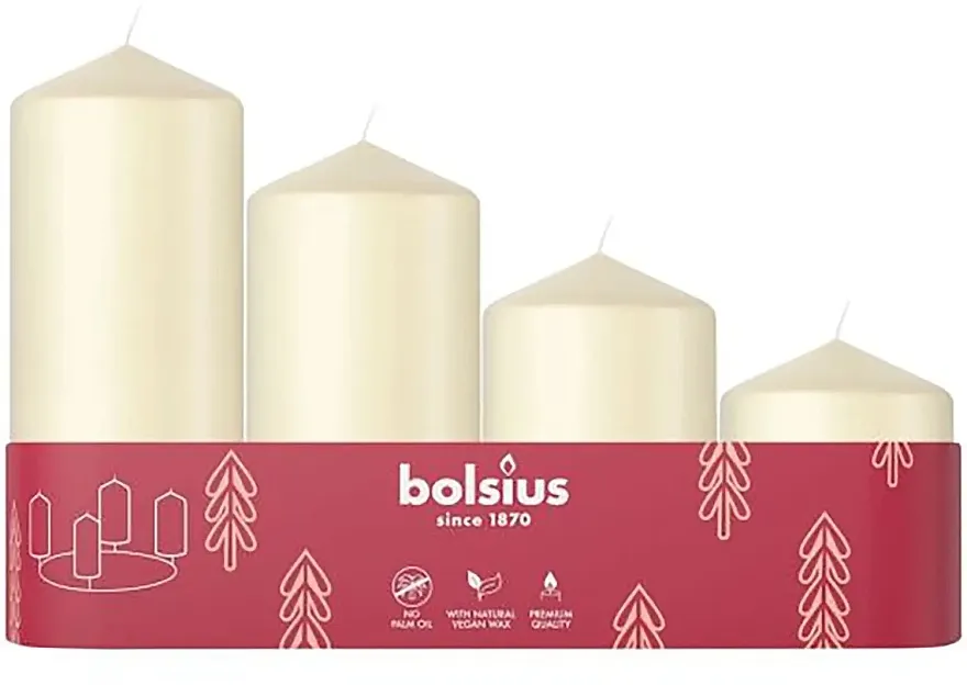 Bolsius Smooth Pillar Candles Set ukrasnih sveća, biserne