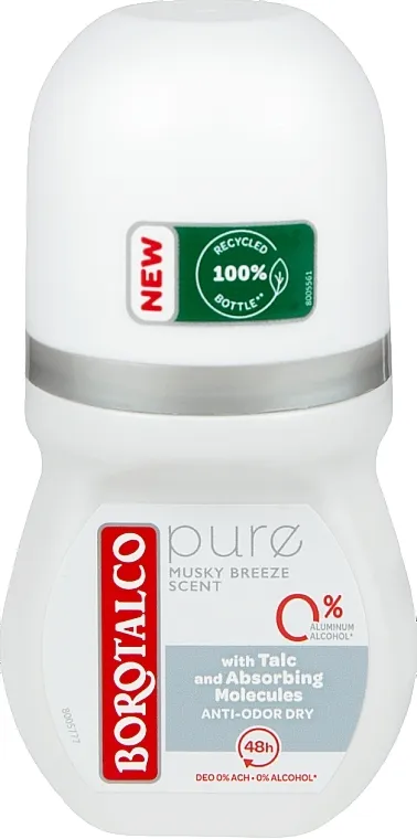 Borotalco Pure Deodorant Roll On No Aluminium Salts 48h for Women Kuglični dezodorans-antiperspirant