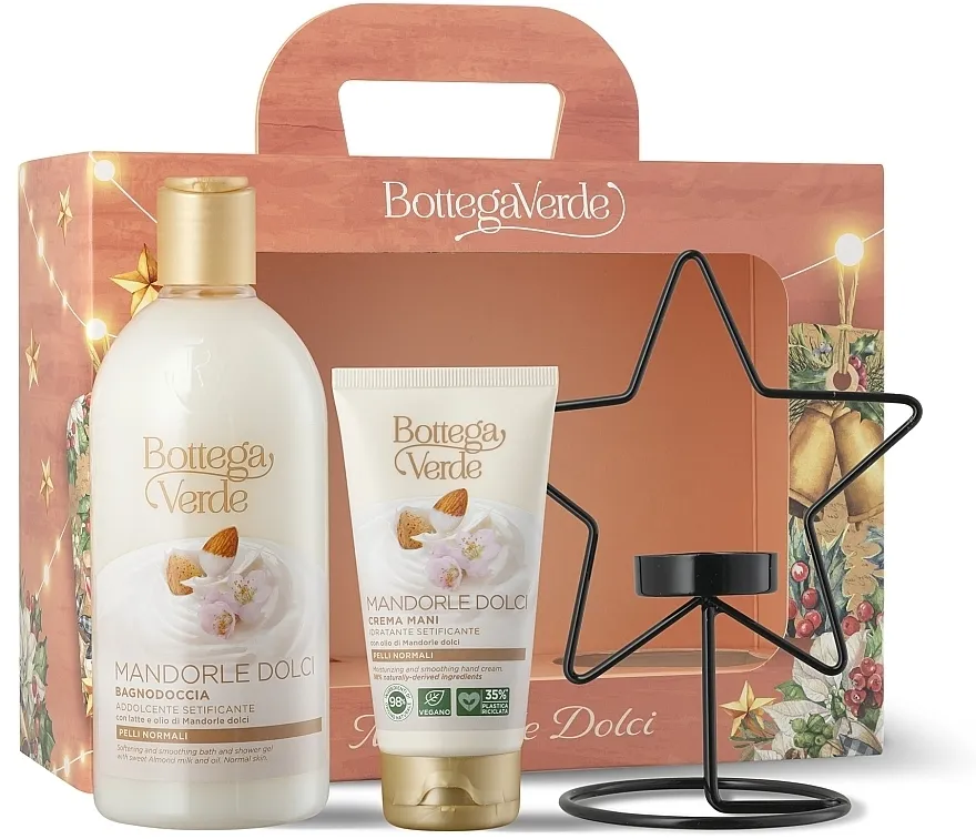 Bottega Verde Mandorle Dolci (sh/gel/400ml + h/cr/75ml + candle/holder) Set