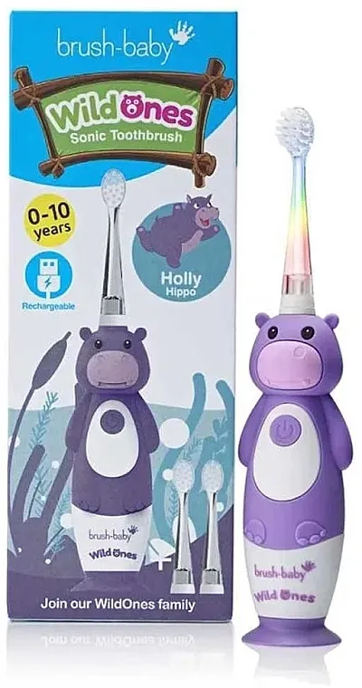 Brush-Baby WildOnes Holly Hippo Sonic Toothbrush Električna četkica za zube, 0-10 godina