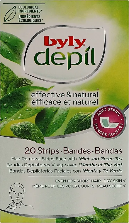 Byly Depil Mint And Green Tea Hair Removal Strips Face Voštane trake za depilaciju lica "Nana i zeleni čaj"