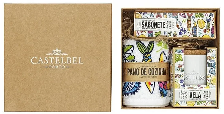 Castelbel Sardines (candle/180g + towel/1pc + soap/80g) Set