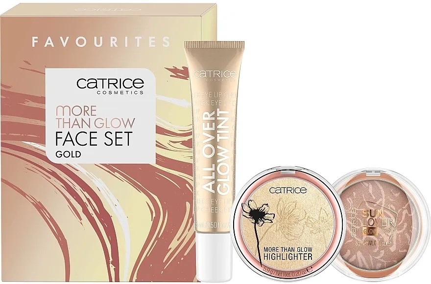 Catrice More Than Glow Face Set Gold (highlighter/15ml + highlighter/5.9g + powder/8g)