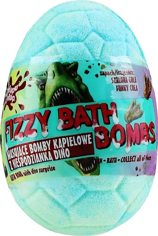 Chlapu Chlap Dino Funky Cola Fizzy Bath Bombs Bomba za kupanje "Dino" sa iznenađenjem, plava sa okusom cole
