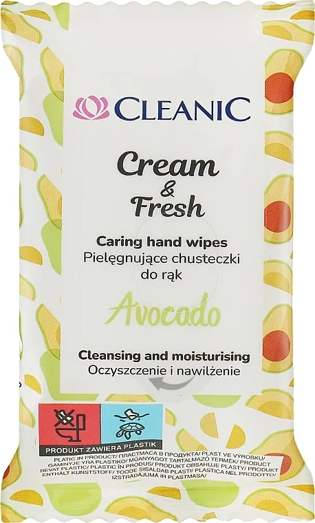 Cleanic Cream &amp; Fresh Avocado Osvežavajuće vlažne maramice "Avokado"