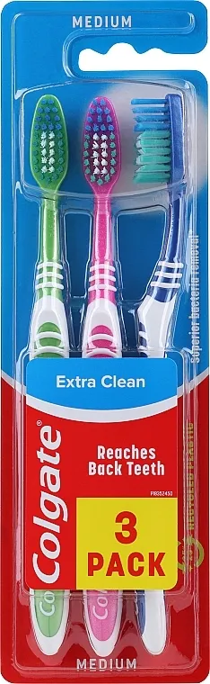 Colgate Extra Clean Medium Četkica za zube, srednja, zelena + roze + plava