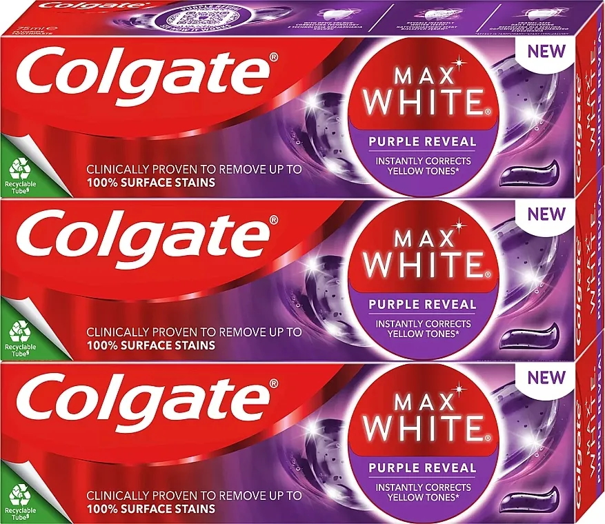 Colgate Max White Purple Reveal Toothpaste Set (toothpaste/3x75ml)