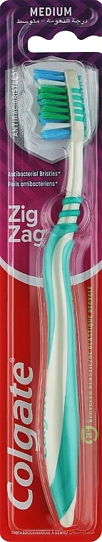 Colgate Zig Zag Medium Toothbrush Četkica za zube "Zigzag plus" srednje tvrdoće, zelena s plavom
