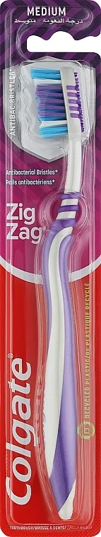 Colgate Zig Zag Plus Medium Toothbrush Cik-cak četkica za zube, srednje tvrda, ljubičasta i plava