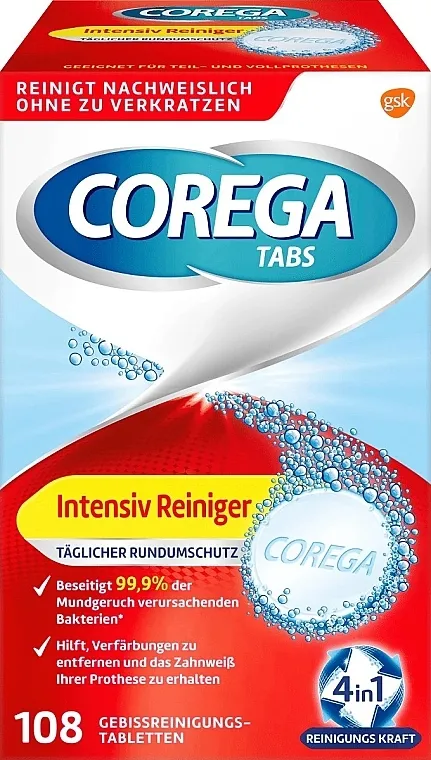Corega Tablete 4 u 1 za čišćenje proteza, 108 kom.