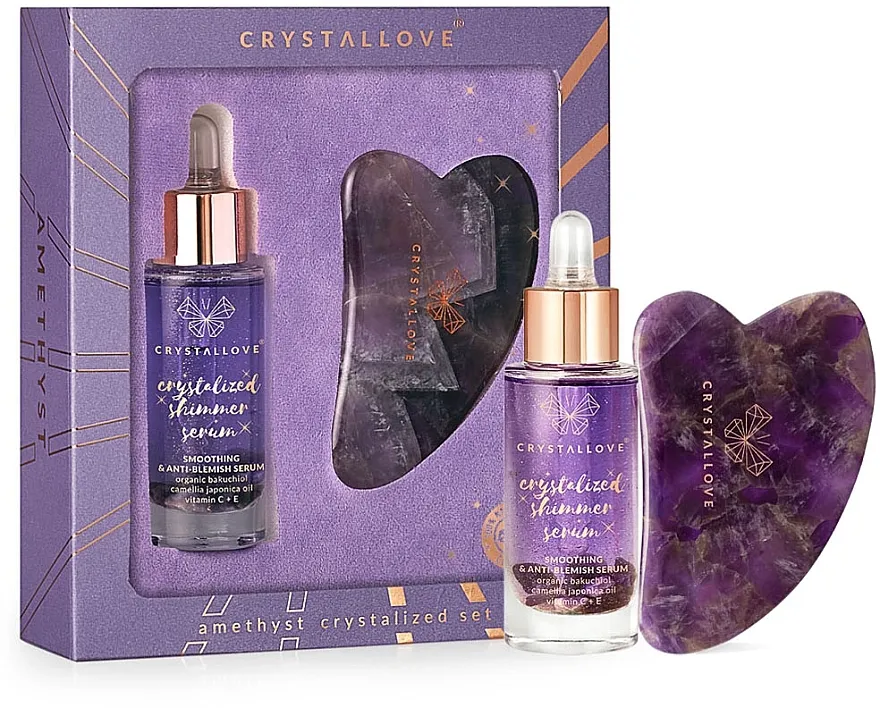 Crystallove Amethyst Crystalized Set (ser/30ml + gua/sha)